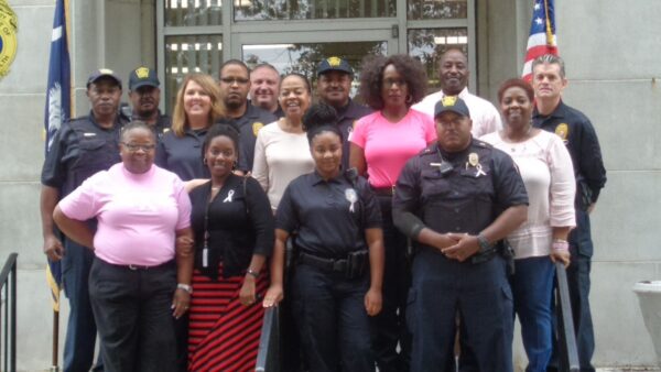 BHDD Office of Mental Health Public Safety Officers wearing pink ribbons